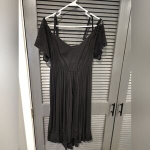 Torrid Black Ribbed V-Neck High Low Dress
